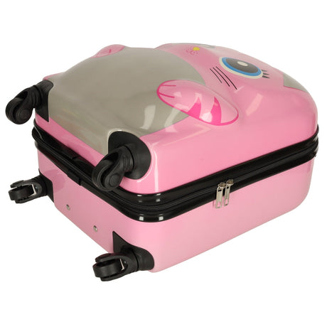 Barnresväska handbagage rosa kattmotiv 4 hjul 360° 31x46x26 cm