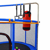 Barntrampolin 155 cm med säkerhetsnät, basketkorg & hängmatta 6+
