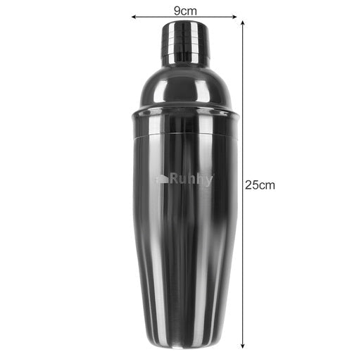 Bartenderset 6 delar i rostfritt stål, shaker 700 ml med sil