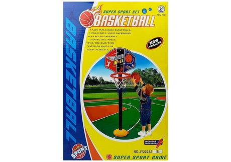 Basketset för barn 115 cm med boll och pump, hopfällbart från 3 år