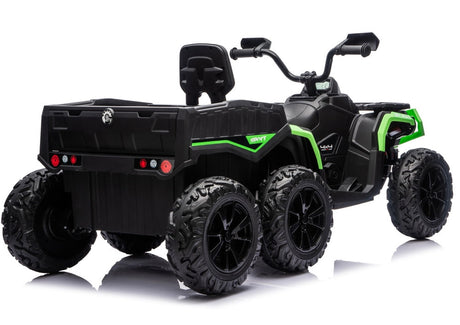 Batteridriven ATV fyrhjuling 24V 6-hjul 4x4 med släp grön
