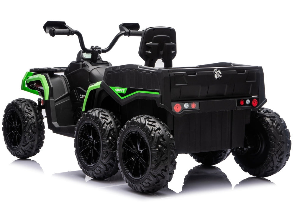Batteridriven ATV fyrhjuling 24V 6-hjul 4x4 med släp grön