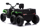 Batteridriven ATV fyrhjuling 24V 6-hjul 4x4 med släp grön