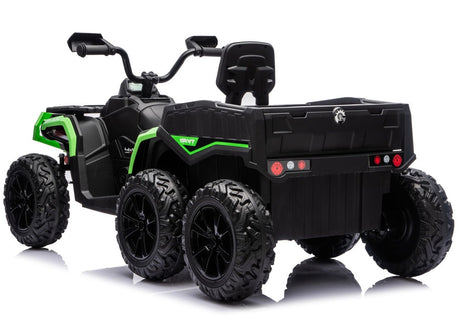 Batteridriven ATV fyrhjuling 24V 6-hjul 4x4 med släp grön