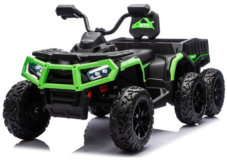 Batteridriven ATV fyrhjuling 24V 6-hjul 4x4 med släp grön