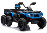 Batteridriven ATV fyrhjuling för barn 4x4 med trailer 6-hjul blå