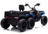 Batteridriven ATV fyrhjuling för barn 4x4 med trailer 6-hjul blå