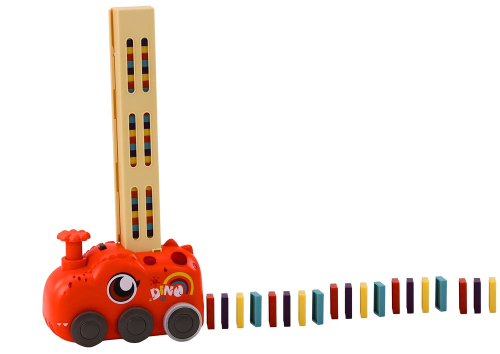 Batteridriven dinosauriebil med dominobrickor 4 färger, 3+ år