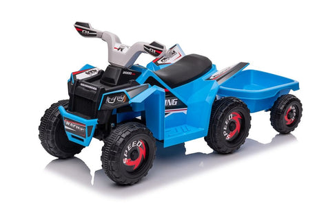 Batteridriven fyrhjuling för barn med släp, blå (XMX630T)