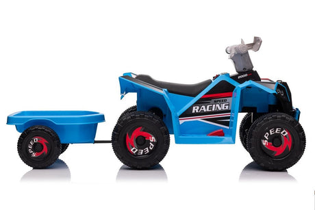 Batteridriven fyrhjuling för barn med släp, blå (XMX630T)