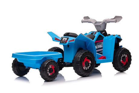 Batteridriven fyrhjuling för barn med släp, blå (XMX630T)