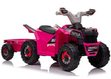 Batteridriven fyrhjuling för barn med släp rosa XMX630T