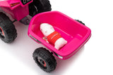 Batteridriven fyrhjuling för barn med släp rosa XMX630T