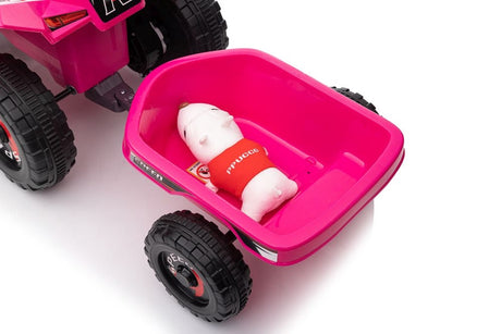 Batteridriven fyrhjuling för barn med släp rosa XMX630T