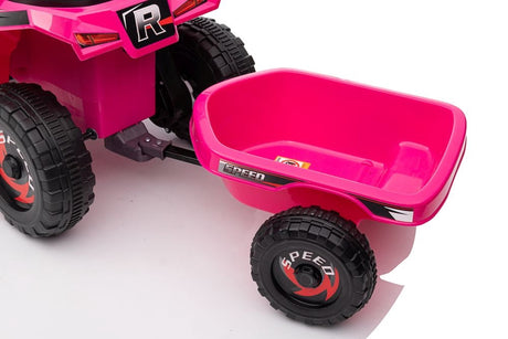 Batteridriven fyrhjuling för barn med släp rosa XMX630T