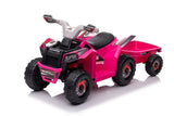 Batteridriven fyrhjuling för barn med släp rosa XMX630T