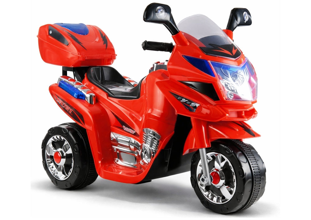 Batteridriven trehjulig barnmotorcykel 6V 4,5Ah röd med LED 3+