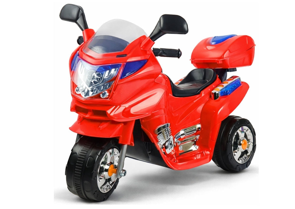 Batteridriven trehjulig barnmotorcykel 6V 4,5Ah röd med LED 3+