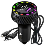 Billaddare USB-C + USB-A 45 W 12-24 V med LCD och 3-i-1 kabel