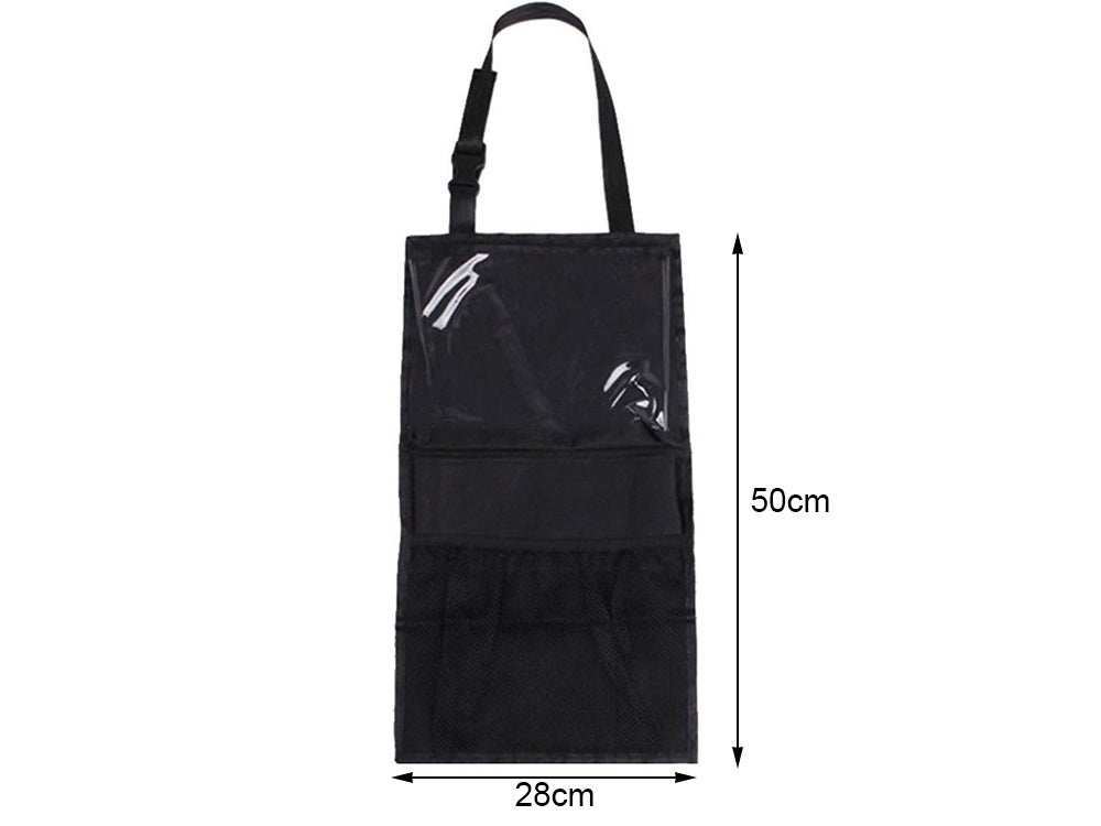 Bilorganisatör för ryggstöd med 3 fickor 50x28 cm svart