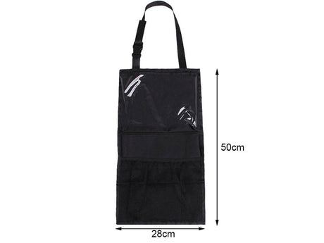 Bilorganisatör för ryggstöd med 3 fickor 50x28 cm svart
