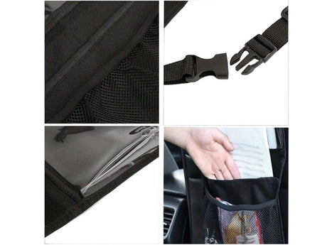 Bilorganisatör för ryggstöd med 3 fickor 50x28 cm svart