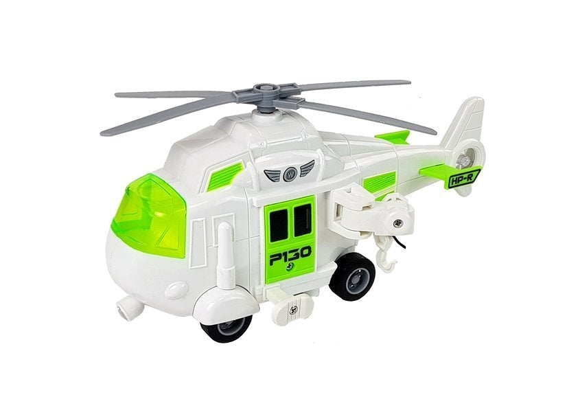 Biltransportlastbil leksak med helikopter, batteridriven (3x AG13 ingår)