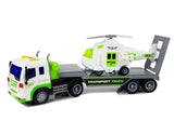 Biltransportlastbil leksak med helikopter, batteridriven (3x AG13 ingår)