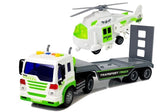 Biltransportlastbil leksak med helikopter, batteridriven (3x AG13 ingår)