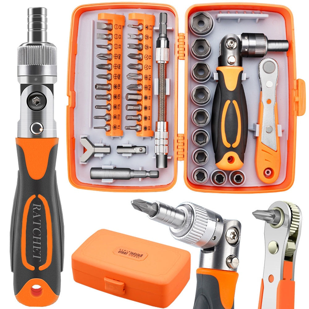 Bitsats Torx/insex/hylsor 38 delar med spärrhandtag och låda 5–14 mm
