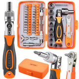 Bitsats Torx/insex/hylsor 38 delar med spärrhandtag och låda 5–14 mm