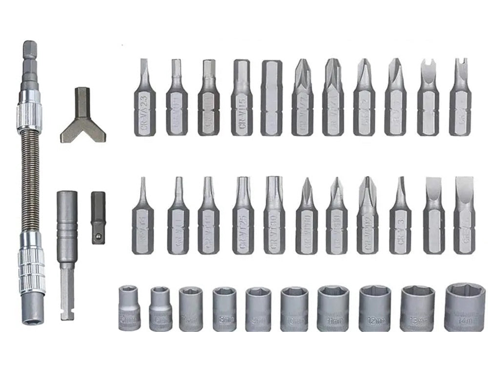 Bitsats Torx/insex/hylsor 38 delar med spärrhandtag och låda 5–14 mm