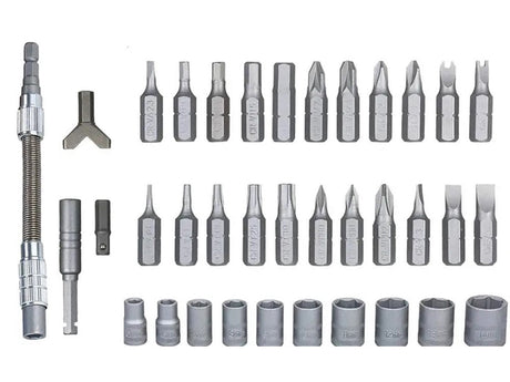 Bitsats Torx/insex/hylsor 38 delar med spärrhandtag och låda 5–14 mm