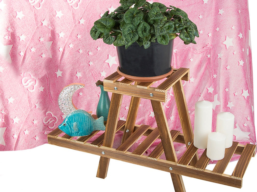 Blomsterhylla i trä 2 hyllplan 81x24,5x44 cm brun