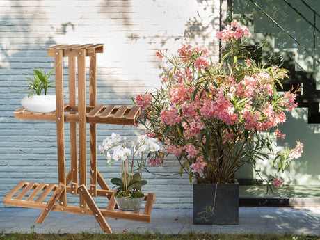 Blomsterhylla trä 3 hyllplan brun 98x85x28 cm