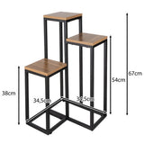 Blomsterställ 3 nivåer metall/MDF 67 cm svart 15 kg per hylla