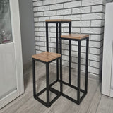 Blomsterställ 3 nivåer metall/MDF 67 cm svart 15 kg per hylla