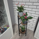 Blomsterställ 3 nivåer metall/MDF 81x27x27 cm svart/brun