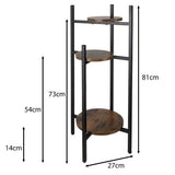 Blomsterställ 3 nivåer metall/MDF 81x27x27 cm svart/brun