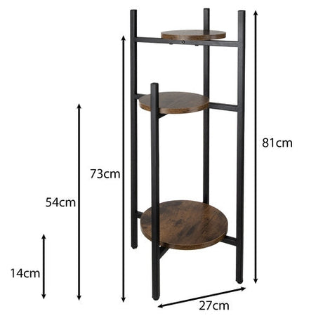Blomsterställ 3 nivåer metall/MDF 81x27x27 cm svart/brun