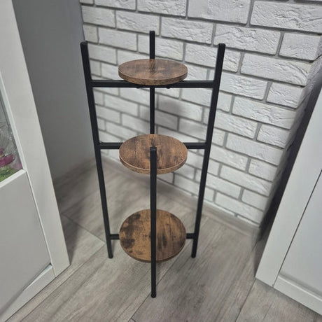 Blomsterställ 3 nivåer metall/MDF 81x27x27 cm svart/brun