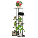 Blomsterställ 6 nivåer metall svart 41x22x106 cm för inomhusbruk