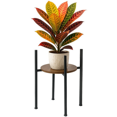 Blomsterställ i metall/MDF 40x26x26 cm svart/träfärgad, 20 kg