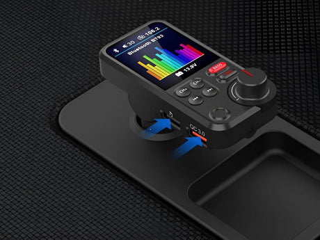 Bluetooth FM-transmitter 5.0 biladapter handsfree USB QC 3.0 12–24V
