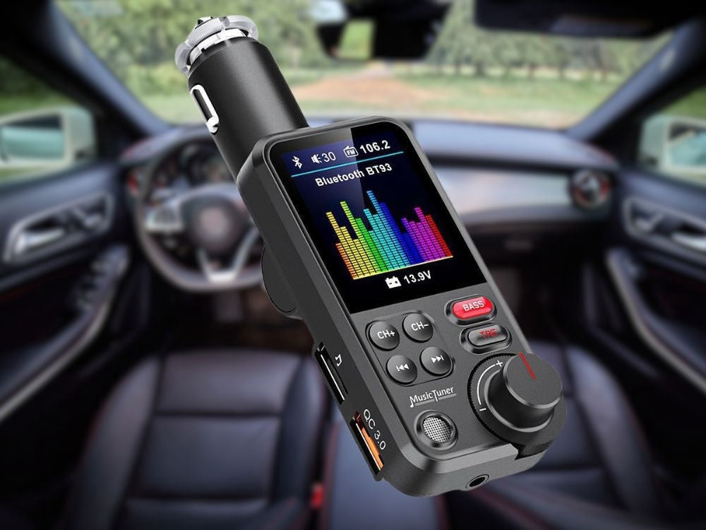 Bluetooth FM-transmitter 5.0 biladapter handsfree USB QC 3.0 12–24V