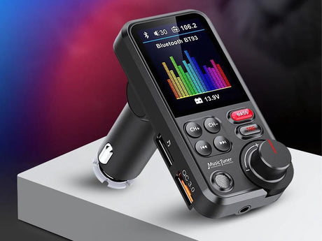 Bluetooth FM-transmitter 5.0 biladapter handsfree USB QC 3.0 12–24V