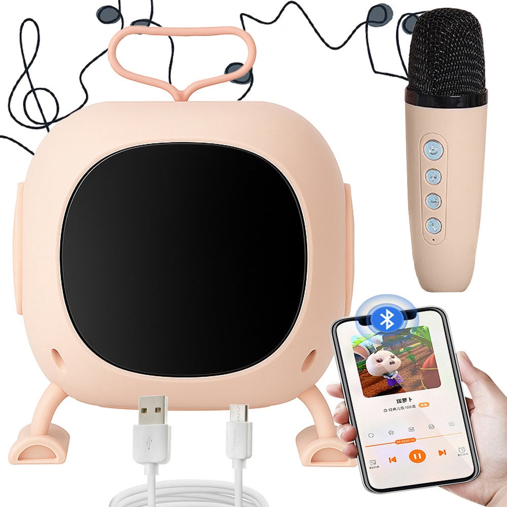 Bluetooth karaokehögtalare med mikrofon LED USB batteri färg mix