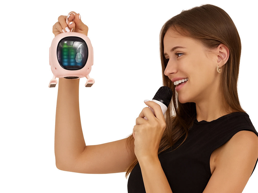 Bluetooth karaokehögtalare med mikrofon LED USB batteri färg mix