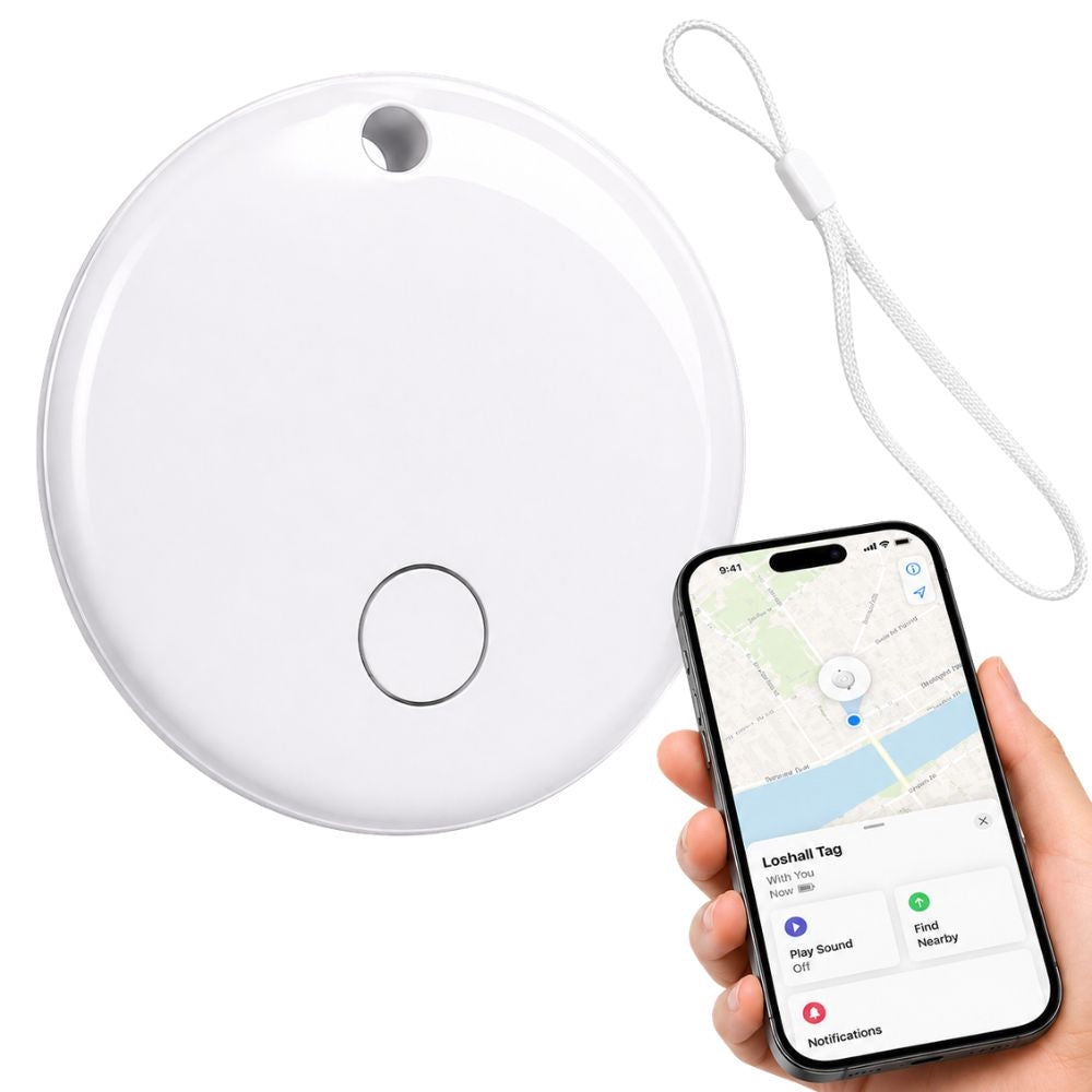 Bluetooth spårningsbricka Find My iOS för nycklar/plånbok vit Ø3 cm