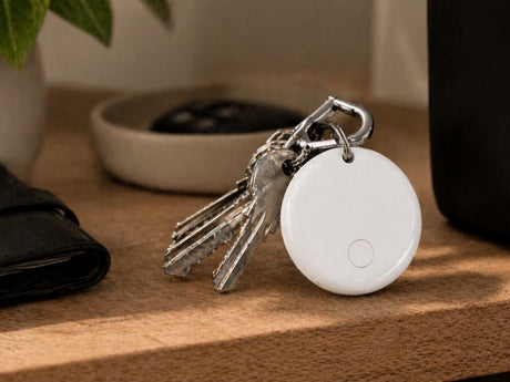Bluetooth spårningsbricka Find My iOS för nycklar/plånbok vit Ø3 cm